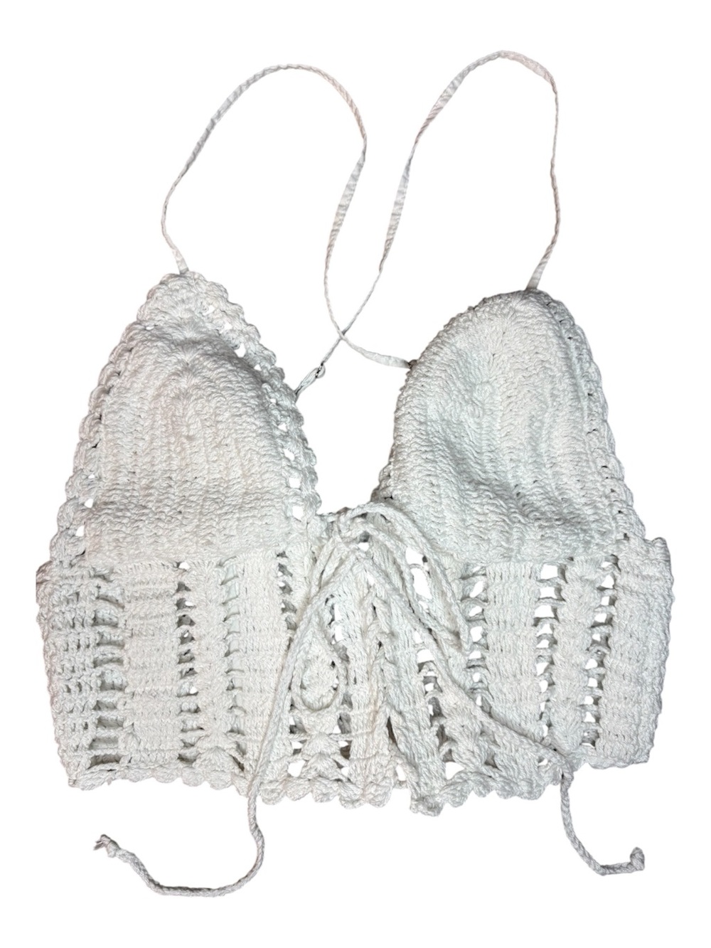 Bershka crochet knit top white small